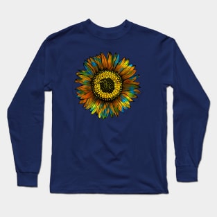 Sunflower Beauty of Blue and Yellow Long Sleeve T-Shirt